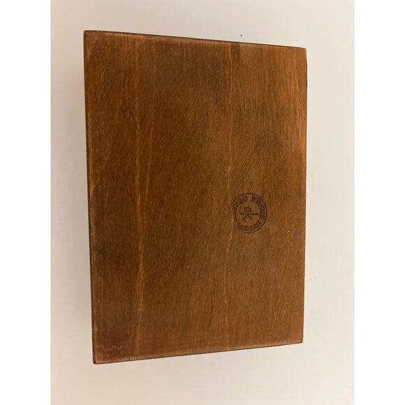 Polish Folk Art Hinged Wood Burned Trinket Box Red Green Flowers Vintage - Picture 6 of 7